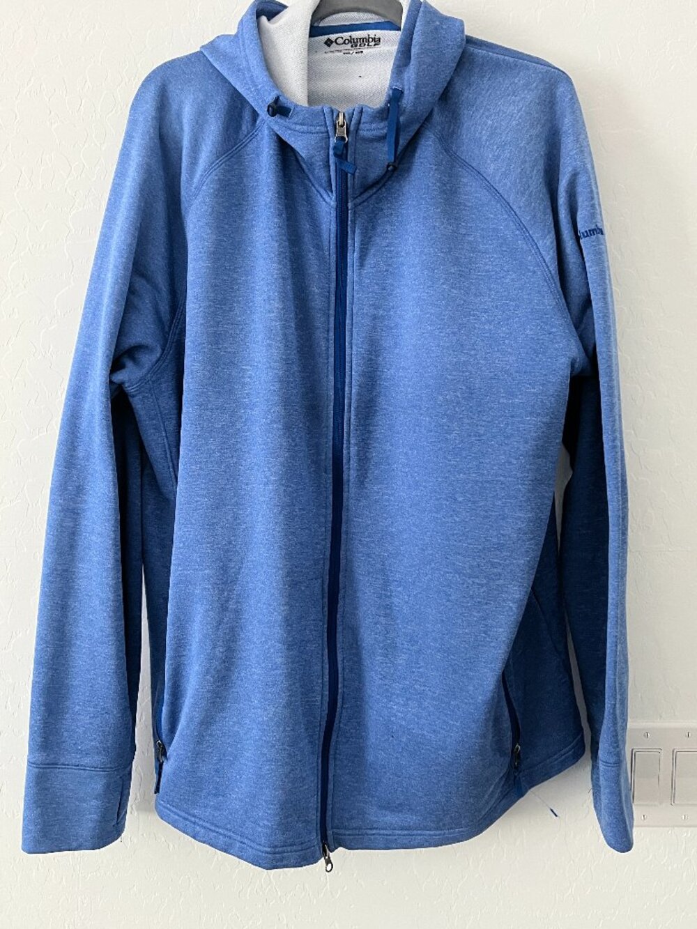 Columbia Golf Ace Full Zip Hooded Jacket Mens 2XL Blue Performance Athleticwear